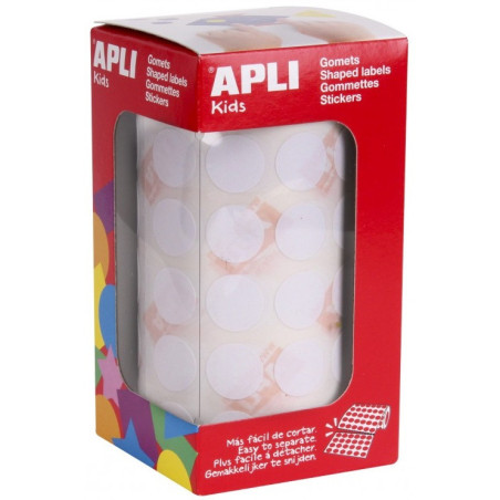 GOMETS REDONDOS 15MM BLANCO ROLLO 2832u. APLI 11904