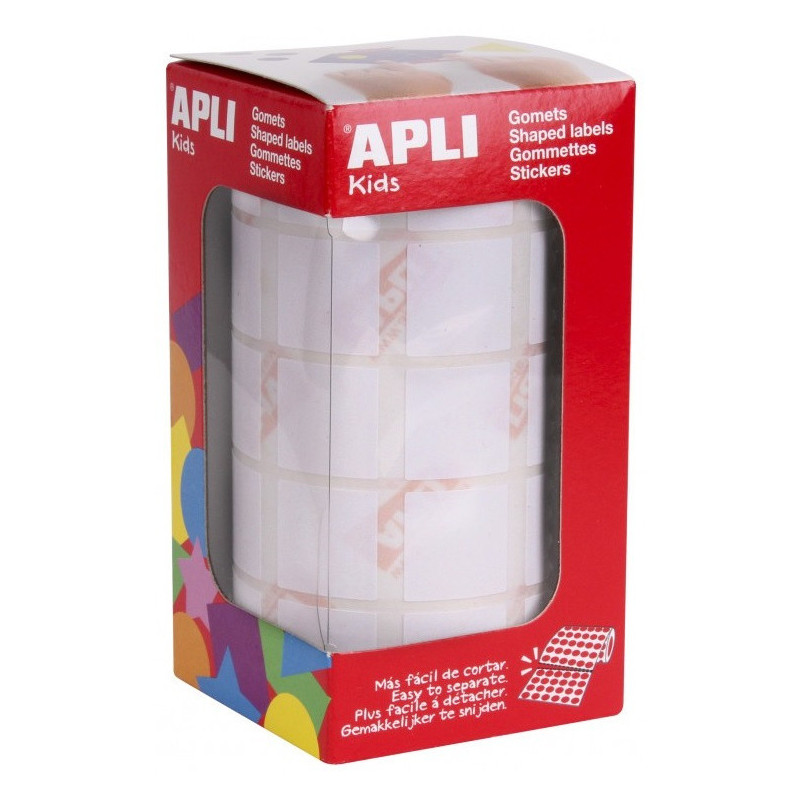 GOMETS CUADRADOS 20x20MM BLANCO ROLLO 1770u. APLI 11907