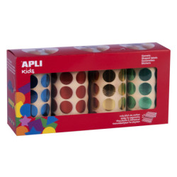 PACK 4 ROLLOS GOMETS METALIZADOS REDONDOS Ø 20 MM AZUL, ROJO, AMARILLO Y VERDE APLI 102410