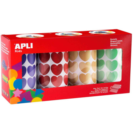 PACK 4 ROLLOS GOMETS METALIZADOS CORAZONES