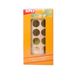 GOMETS METALIZADOS REDONDOS 15MM ORO ROLLO 2832u. APLI 11629
