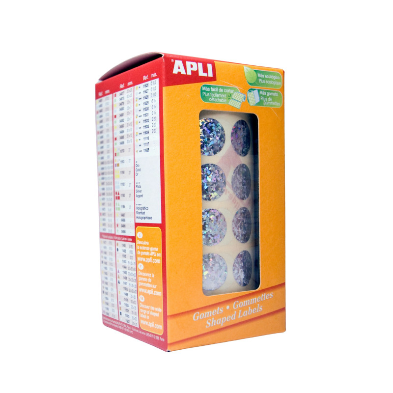 GOMETS METALIZADOS REDONDOS 10,5MM HOLOGRAFICO ROLLO 4720u. APLI 11628