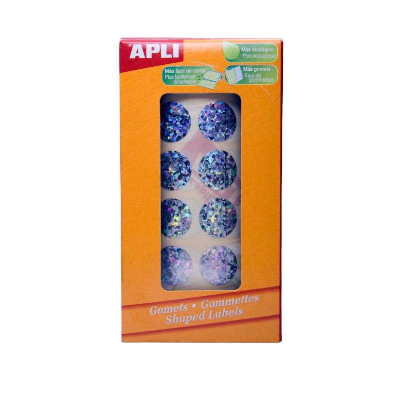 GOMETS METALIZADOS REDONDOS 15MM HOLOGRAFICO ROLLO 2832u. APLI 11631