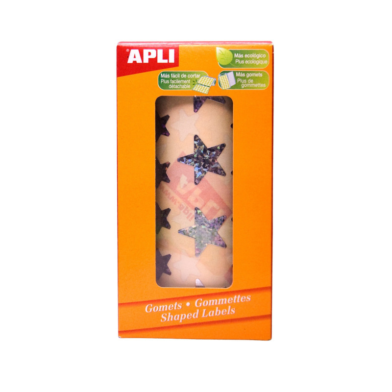 GOMETS METALIZADOS ESTRELLAS GRANDES Y PEQUEÑAS HOLOGRAFICO ROLLOS 2360u. APLI 11635