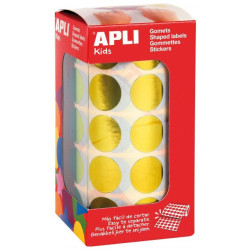GOMETS METALIZADOS REDONDOS 20MM AMARILLO ROLLO 1770u. APLI 12047