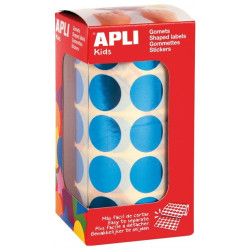 GOMETS METALIZADOS REDONDOS 20MM AZUL ROLLO 1770u. APLI 12048