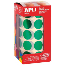 GOMETS METALIZADOS REDONDOS 20MM VERDE ROLLO 1770u. APLI 12050