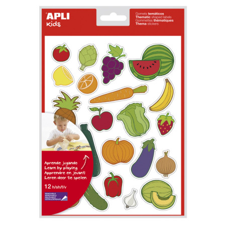 GOMETS FRUTAS Y VERDURAS REMOVIBLES BOLSA 12HJ 240u. APLI 11451