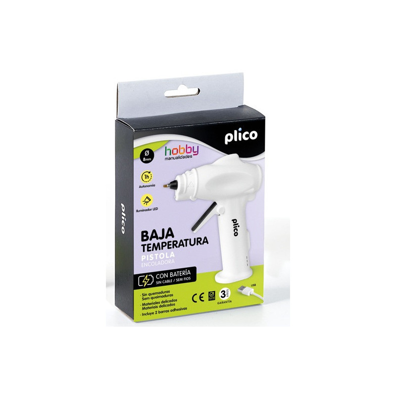 PISTOLA TERMOFUSIBLE MINI BAJA TEMPERATURA CON BATERÍA PLICO