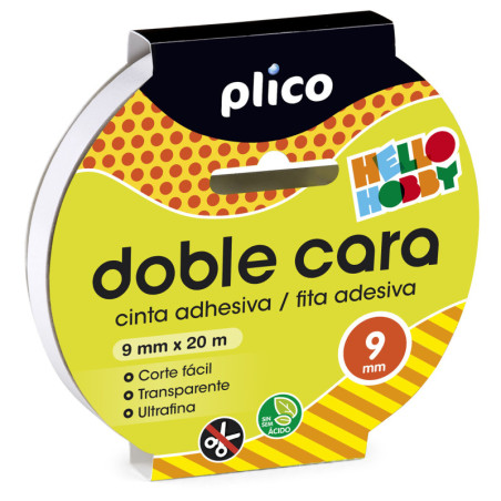 CINTA ADHESIVA DOBLE CARA 20M x 9MM PARA MANUALIDADES PLICO-EN CJ DE 20