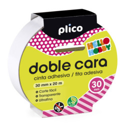 CINTA ADHESIVA DOBLE CARA 20M x 30MM PARA MANUALIDADES PLICO - en cj de 10