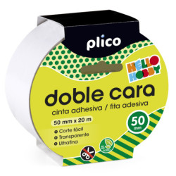 CINTA ADHESIVA DOBLE CARA 20M x 50MM PARA MANUALIDADES PLICO - en cj de 10
