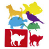 PLANTILLAS EDUCATIVAS MASCOTAS 23.5 X 17CM SET 6UDS. PP TRANSLÚCIDAS HENBEA