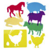 PLANTILLAS EDUCATIVAS ANIMALES GRANJA 23.5 X 17CM SET 6UDS. PP TRASLÚCIDAS HENBEA