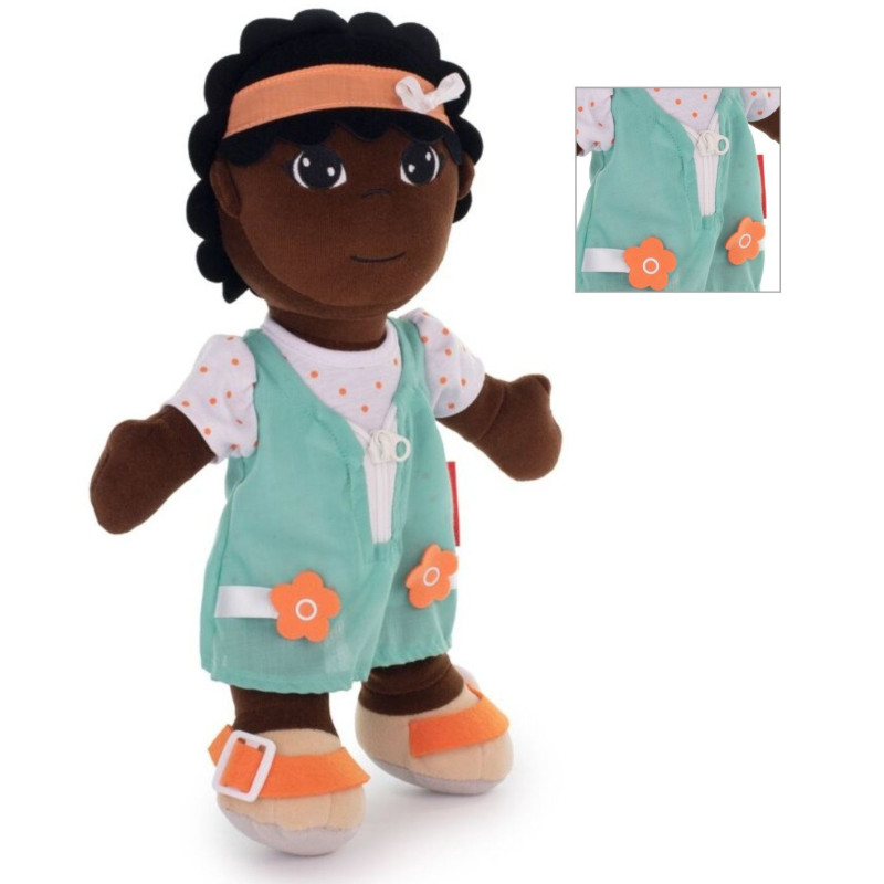MUÑECO ABROCHES DIVERSITY NIÑA AFRICANA 40 CM MINILAND 96318