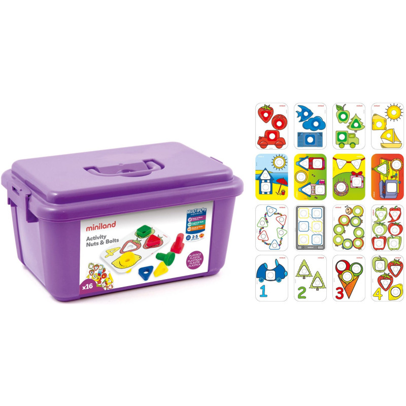 TORNILLOS Y TUERCAS ACTIVITY NUTS 72 PIEZAS + ACTIVIDADES MINILAND 31759