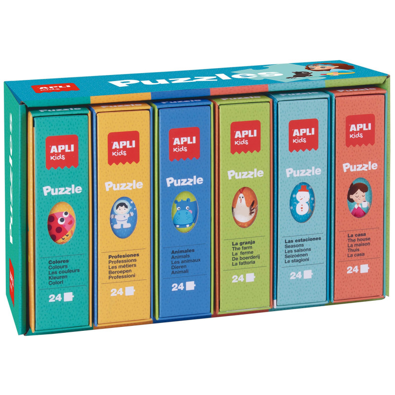 PUZZLES CAJA CON 6 PUZZLES DISTINTOS 24 PIEZAS CADA UNO APLI