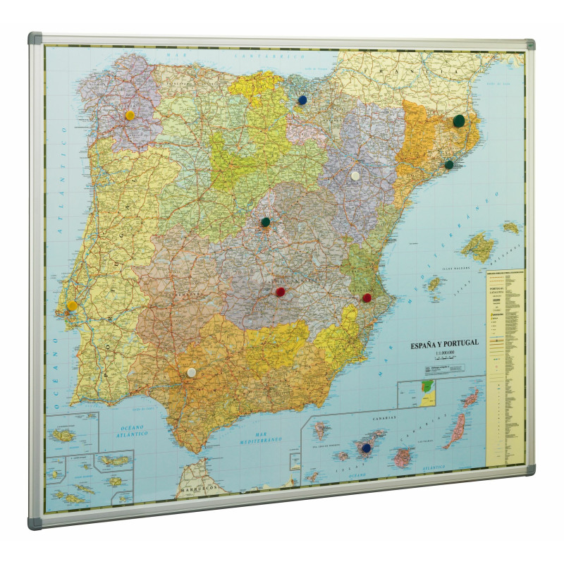 MAPA EUROPA MAGNETICO MARCO ALUMINIO 103X101CM FAIBO
