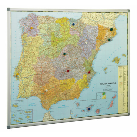 MAPA EUROPA MAGNETICO MARCO ALUMINIO 103X101CM FAIBO