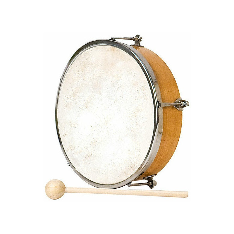 TAMBORIL PIEL NATURAL SIN CÍMBALOS 20 CM FUZEAU