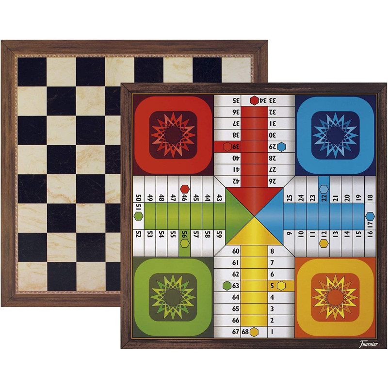 TABLERO PARCHIS-AJEDREZ 4JUGADORES 40x40CM FOURNIER
