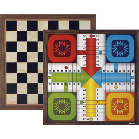 TABLERO PARCHIS-AJEDREZ 4JUGADORES 40x40CM FOURNIER