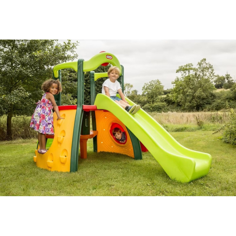 DOBLE NIVEL CON TOBOGAN ESCALERA Y SUPER TOBOGAN LITTLE TIKES