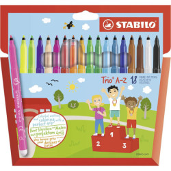 MARCD.ES COLORES 18U. (15 BÁSICOS + 3 FLUO) STABILO TRIO A-Z.