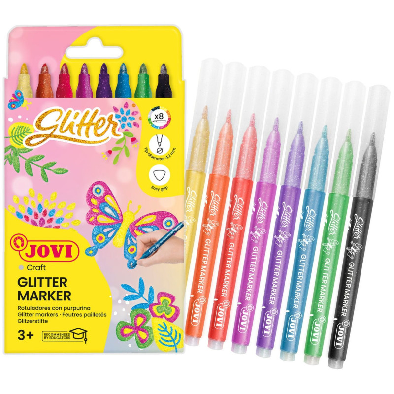 MARCD.ES COLORES JOVI GLITTER CJ 8 UDS SURTIDOS 1608G