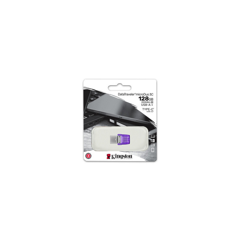 PENDRIVE DATATRAVELER 128GB MICRODUO 3C 200MB/S DUAL USB-A + USB-C KINGSTON