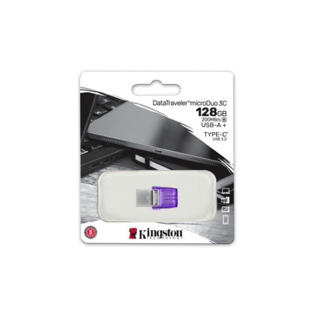 PENDRIVE DATATRAVELER 128GB MICRODUO 3C 200MB/S DUAL USB-A + USB-C KINGSTON