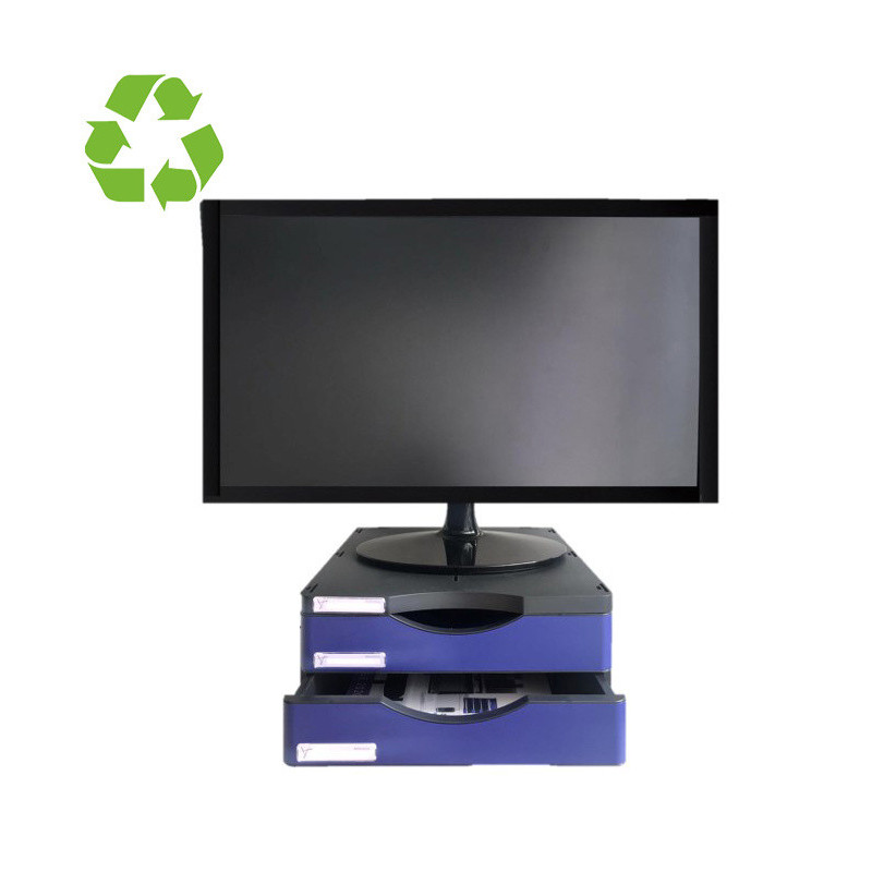 SOPORTE PARA MONITOR ERGOSOSTENIBLE ARCHIVO 2000 CON DOS CAJONES AZUL