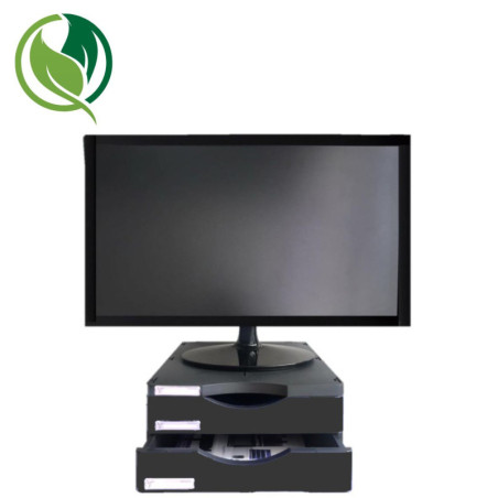 SOPORTE PARA MONITOR ERGOSOSTENIBLE ARCHIVO 2000 CON DOS CAJONES NEGRO