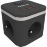 CUBO MULTIENCHUFE 3 TOMAS + 2XUSB C + 1 USB A NEGRO