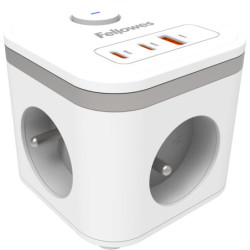 CUBO MULTIENCHUFE 3 TOMAS + 2XUSB C + 1 USB A BLANCO