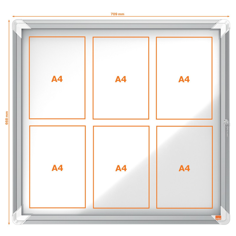VITRINA DE EXTERIOR NOBO PARA 6 HOJAS A4 CON SUPERFICIE BLANCA MAGNÉTICA
