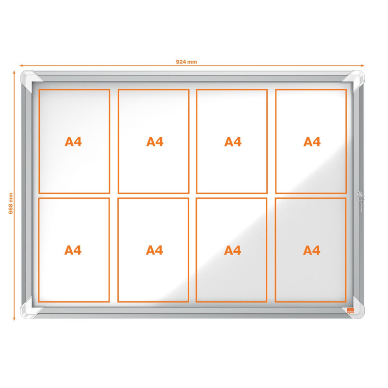 VITRINA DE EXTERIOR NOBO PARA 8 HOJAS A4 CON SUPERFICIE BLANCA MAGNÉTICA