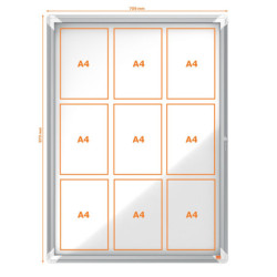 VITRINA DE EXTERIOR NOBO PARA 9 HOJAS A4 CON SUPERFICIE BLANCA MAGNÉTICA