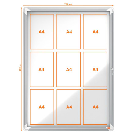 VITRINA DE EXTERIOR NOBO PARA 9 HOJAS A4 CON SUPERFICIE BLANCA MAGNÉTICA