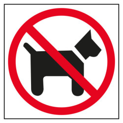 ETIQUETA SEÑALIZADORA PROHIBIDO PERROS 114X114MM APLI