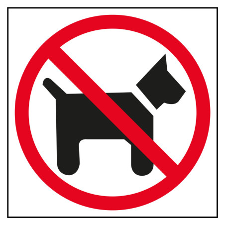 ETIQUETA SEÑALIZADORA PROHIBIDO PERROS 114X114MM APLI