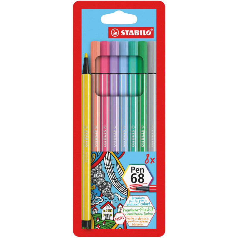 MARCD.ES PEN 68 ACUARELABLE PASTEL CJ.8 UDS 1MM. 68/8-01