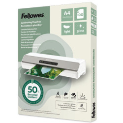 PK 100 FUNDAS DE PLASTIFICAR RECICLADAS BRILLO A4 FELLOWES