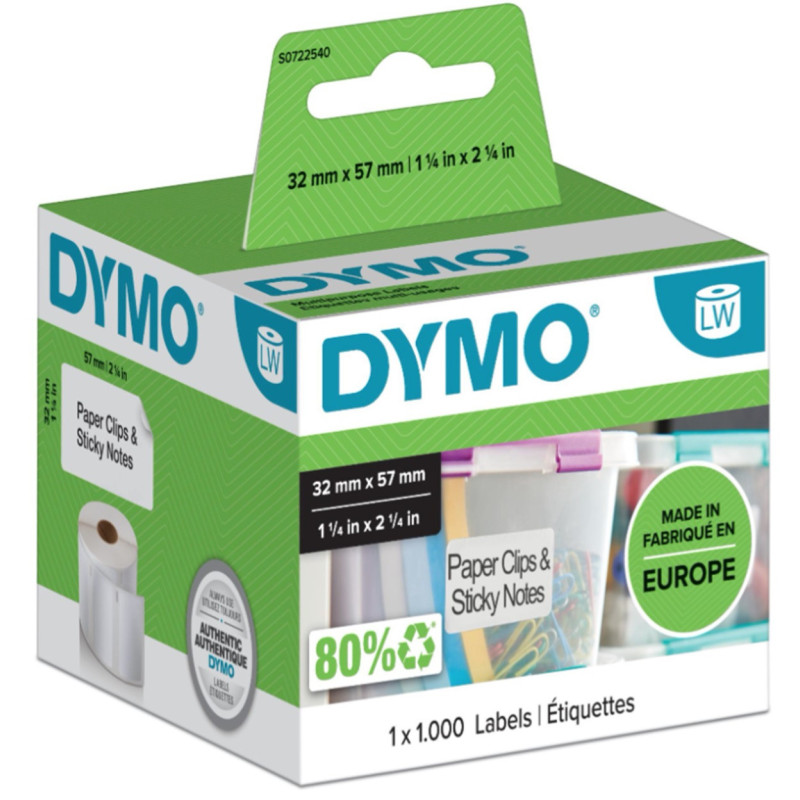 ETIQUETAS ROT. LABELWRITER 57 MM X 32 MM EN BLANCO DYMO