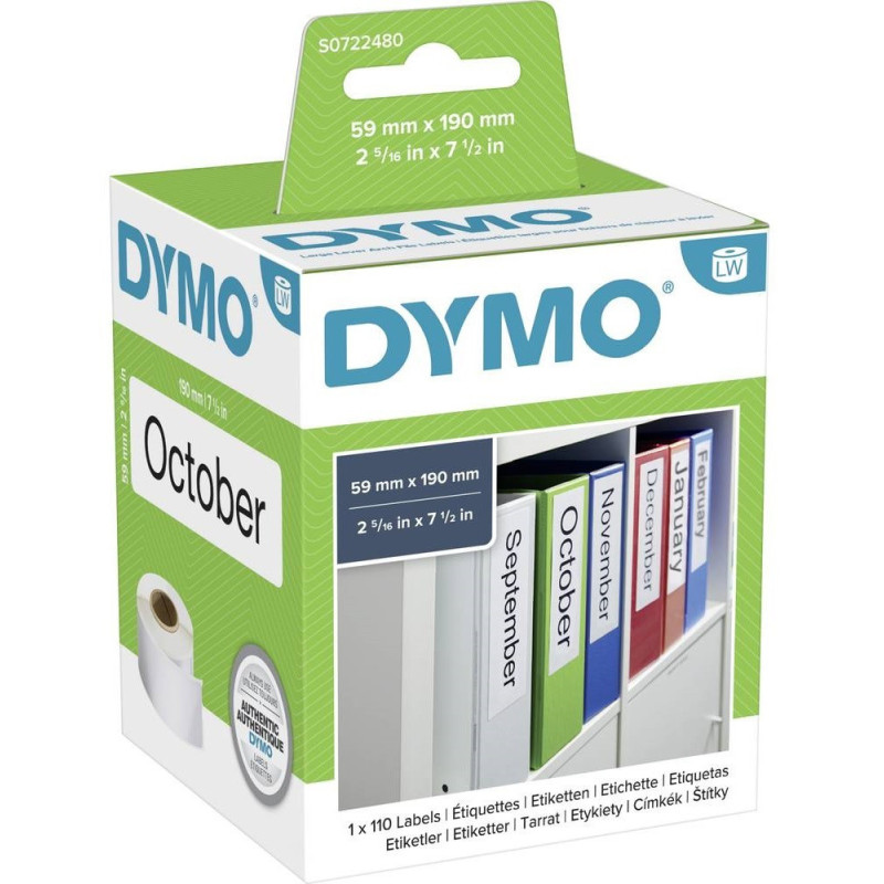 ETIQUETAS ROT. LABELWRITER 59 X 190 MM EN BLANCO PARA LOMO ARCHIVADOR DYMO