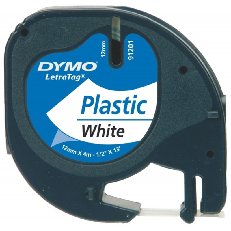 CINTA ROTULAR LETRATAG PLASTICO 12MMX4M NG/BL DYMO