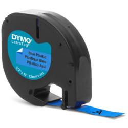 CINTA ROTULAR LETRATAG PLASTICO 12MMX4M NG/AZ DYMO