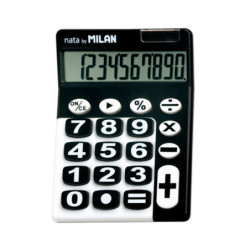 BLÍSTER CALCULADORA NEGRO Y BLANCO 10 DÍGITOS, TECLAS GRANDES MILAN