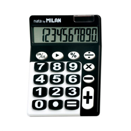 BLÍSTER CALCULADORA NEGRO Y BLANCO 10 DÍGITOS, TECLAS GRANDES MILAN