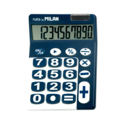 BLÍSTER CALCULADORA AZUL Y BLANCO 10 DÍGITOS, TECLAS GRANDES MILAN